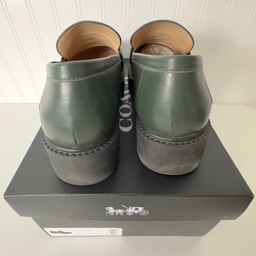 Coach Leah Loafer in Green Leather with Platform Lug Sole (11) - Picture 13 of 16